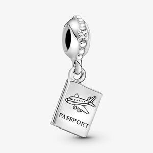 PANDORA Passport Dangle Charm Authentic Silver CZ Travel Adventure Vacation